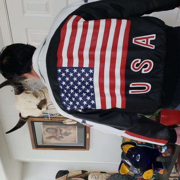 Phase2 Men's XL LEATHER, USA Flag Jacket - Picture 8 of 12